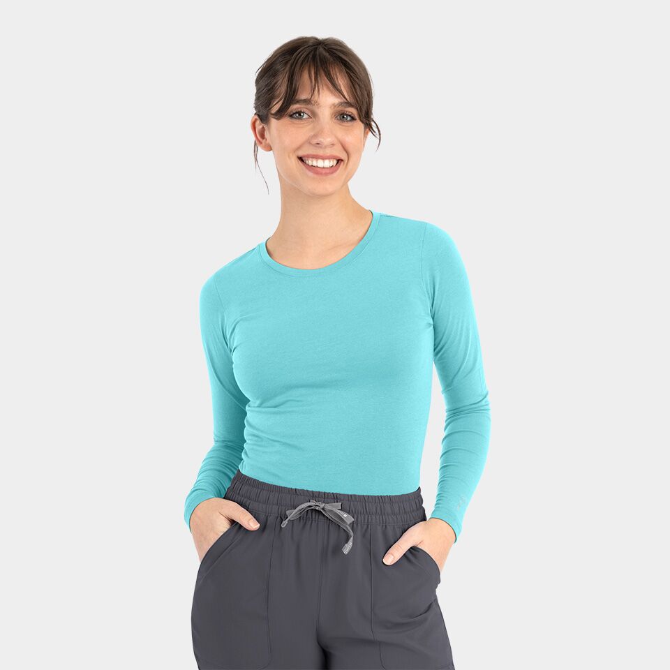Bestee-by-Maevn_6909-WomensLongSleeveUnderscrubTee-Aquamarine-AQU-01-Maevn-Scrubs.jpeg Women's Long Sleeve Underscrub Tee | 6909 - Cincy Scrubs