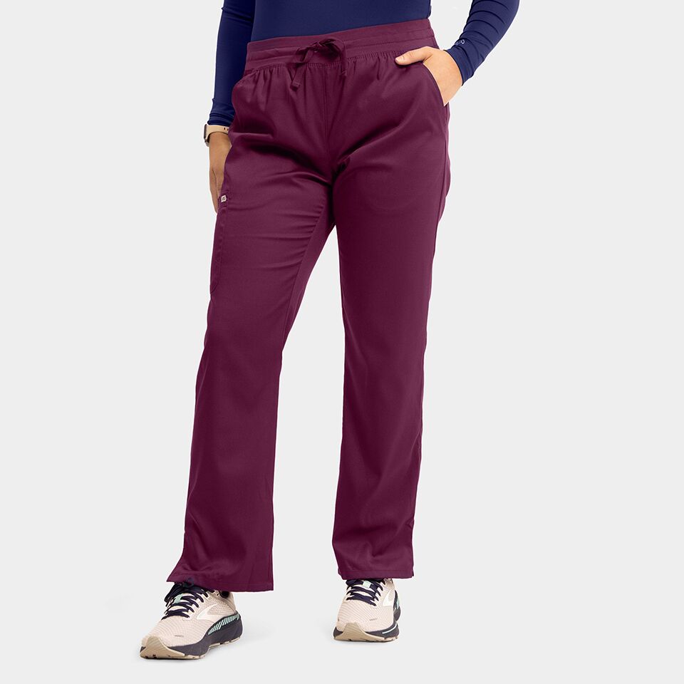 Edge-by-IRG_6802-WomensFullWaistbandPant-Wine-WIN-01-IRG-Scrubs.jpeg Women's Semi-Tapered Pant w/ Yoga Style Waistband | 6802 - Cincy Scrubs