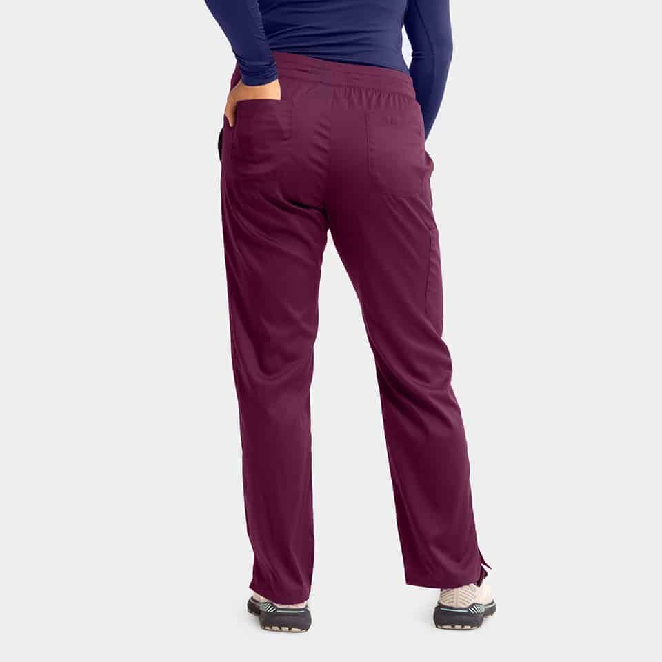 Edge-by-IRG_6802-WomensFullWaistbandPant-Wine-WIN-02-IRG-Scrubs.jpg Women's Semi-Tapered Pant w/ Yoga Style Waistband | 6802 - Cincy Scrubs
