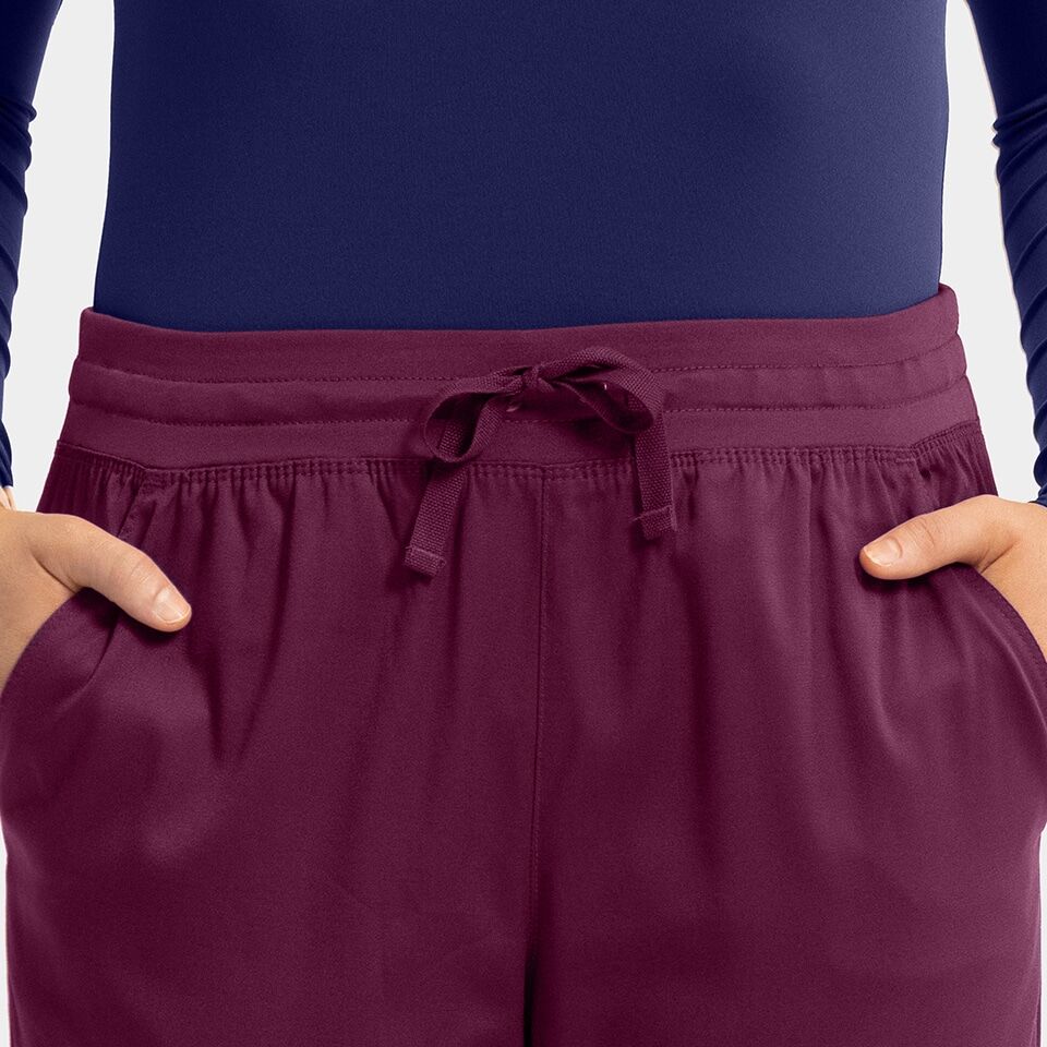 Edge-by-IRG_6802-WomensFullWaistbandPant-Wine-WIN-03-IRG-Scrubs.jpg Women's Semi-Tapered Pant w/ Yoga Style Waistband | 6802 - Cincy Scrubs