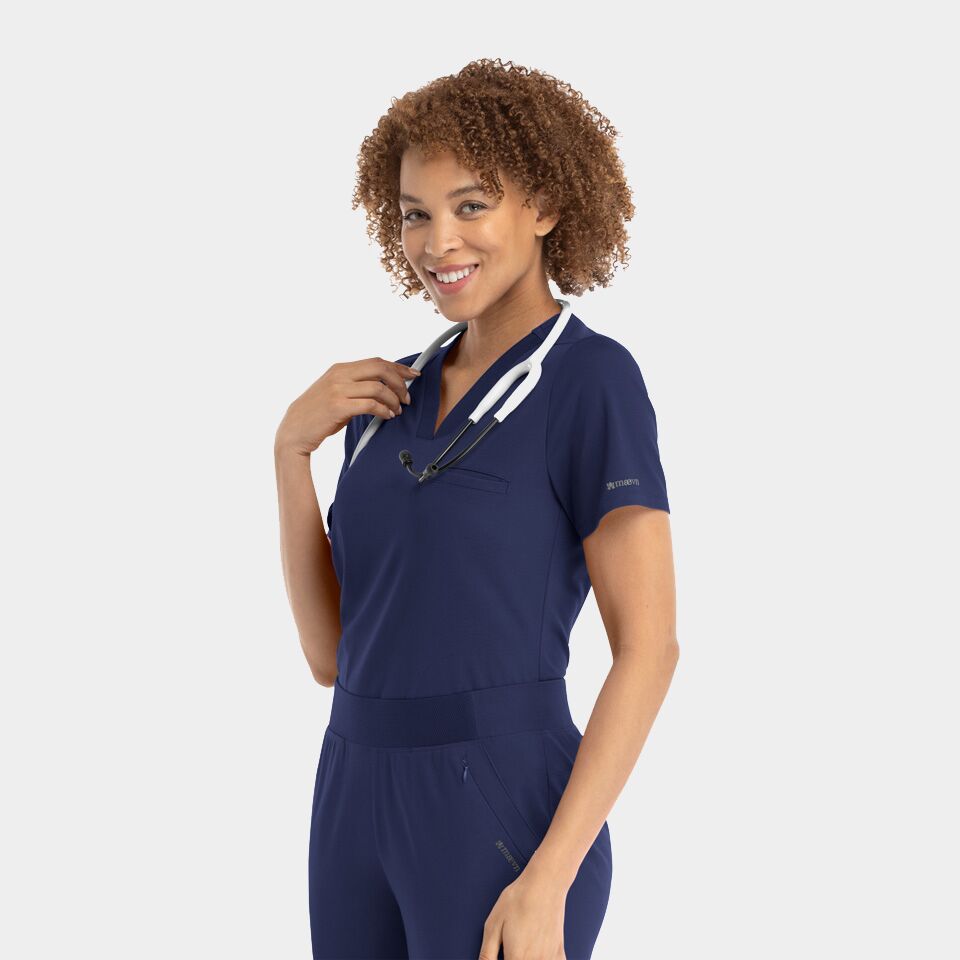 Focus-by-Maevn_20301-WomensBandedV-NeckTop-Navy-NVY-01-Maevn-Scrubs.jpg Women's V-Neck Top | 20301 - Cincy Scrubs