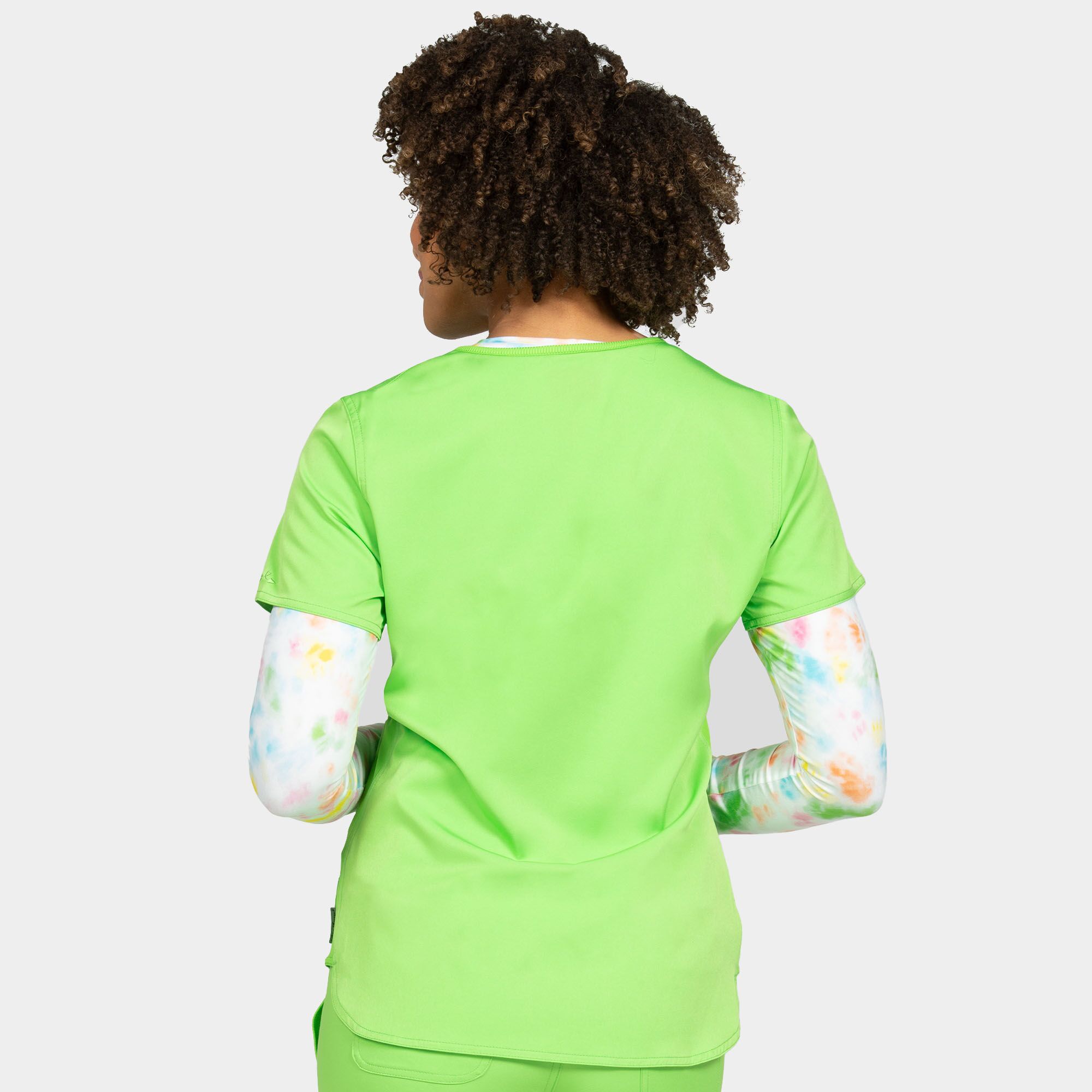 Zavate Women's Mock Wrap Scrub Top 1057 Electric Green 02 Women's Mock Wrap Scrub Top | 1057 - Cincy Scrubs
