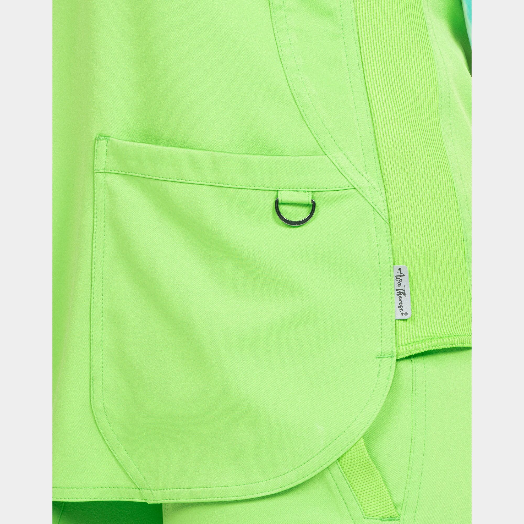 Zavate Women's Mock Wrap Scrub Top 1057 Electric Green 03 Women's Mock Wrap Scrub Top | 1057 - Cincy Scrubs