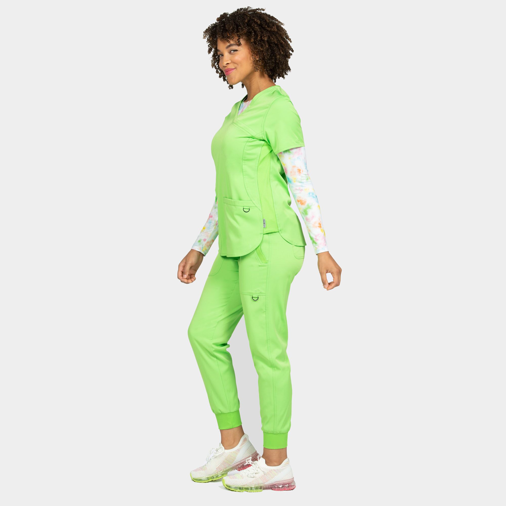 Zavate Women's Mock Wrap Scrub Top 1057 Electric Green 04 Women's Mock Wrap Scrub Top | 1057 - Cincy Scrubs