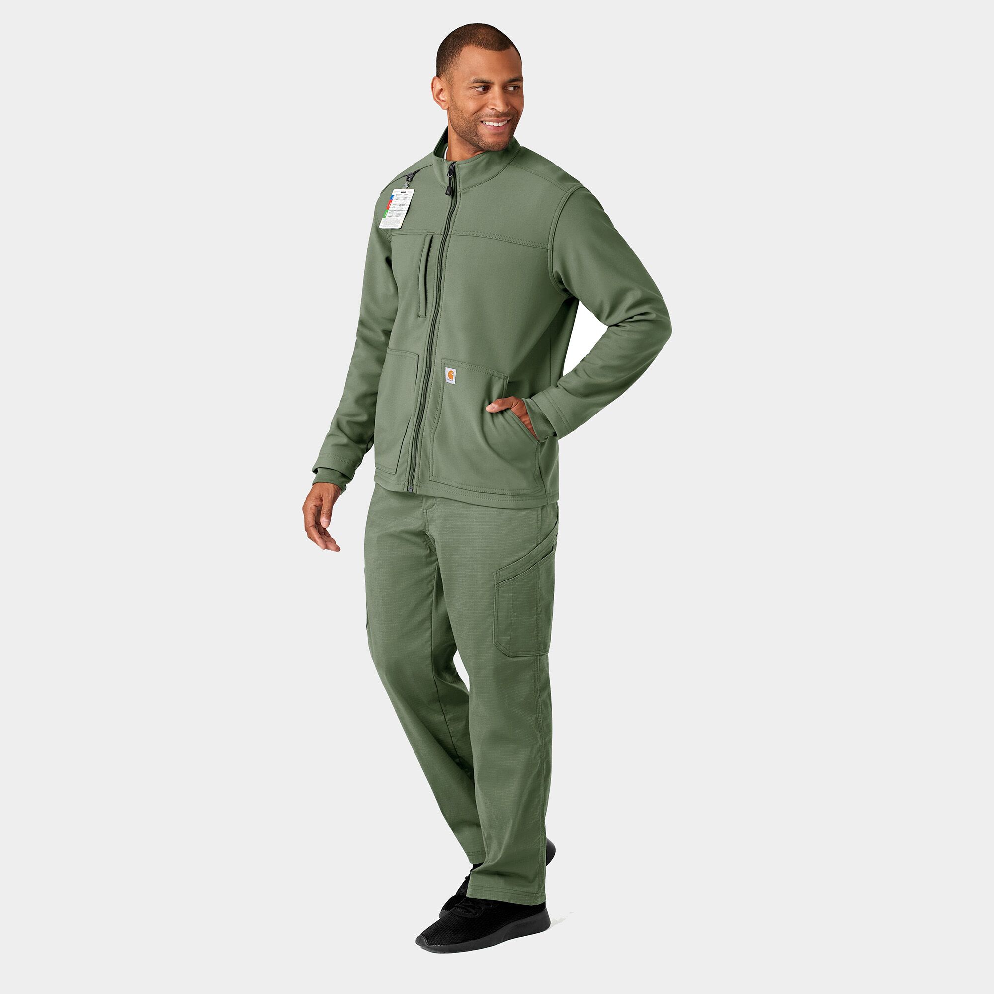 C80023_OLIV_alt1 Rugged Flex Men's Bonded Fleece Jacket | C80023 - Cincy Scrubs