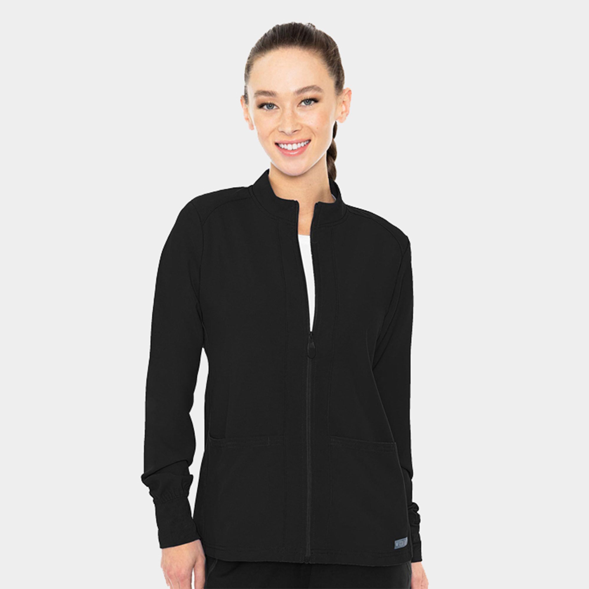 Warm-Up-With-Shoulder-Yokes-MC2660_BLK_Front.jpg MC Insight Zip Front Warm-Up With Shoulder Yokes | MC2660 - Cincy Scrubs