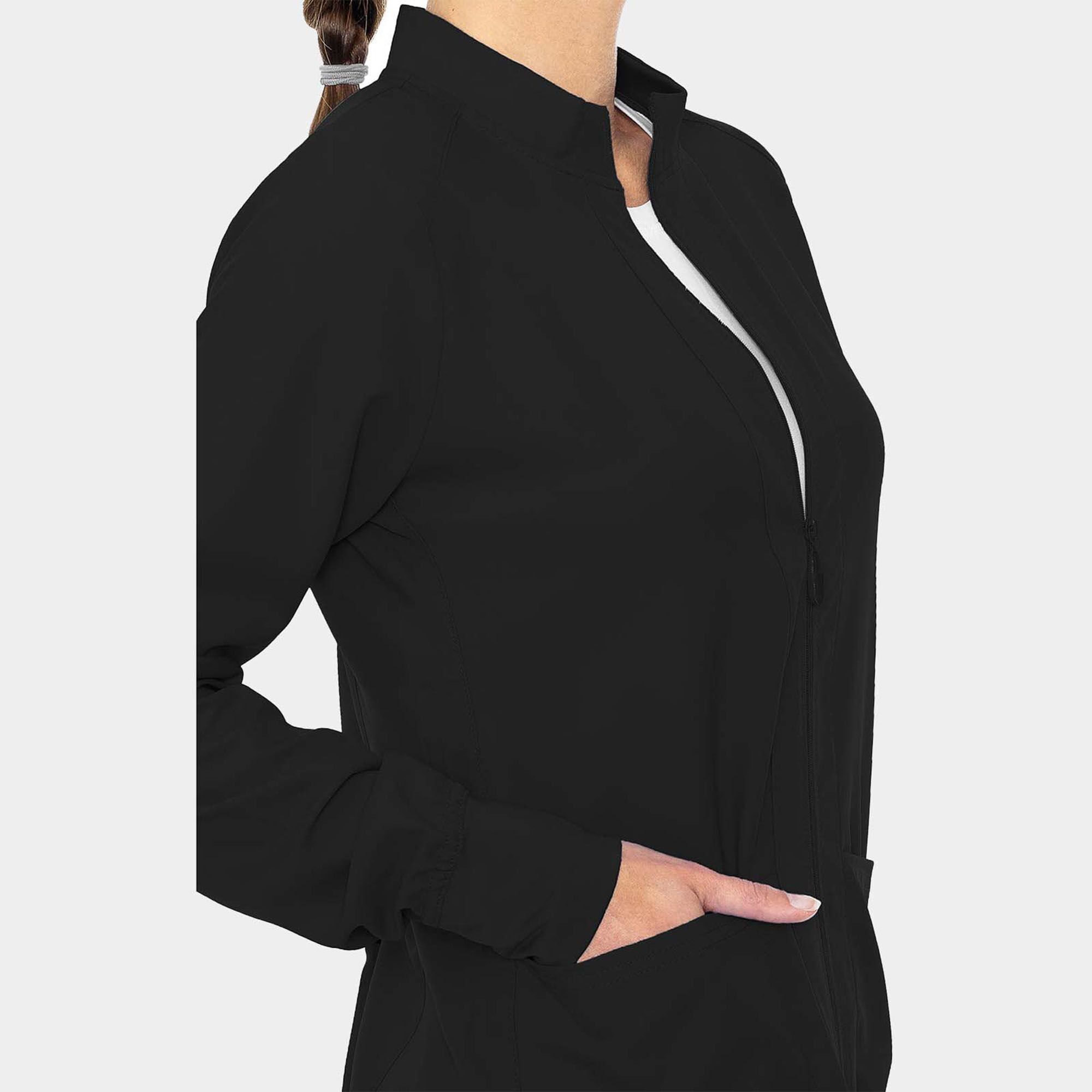 Warm-Up-With-Shoulder-Yokes-MC2660_BLK_Pocket-Details.jpg MC Insight Zip Front Warm-Up With Shoulder Yokes | MC2660 - Cincy Scrubs