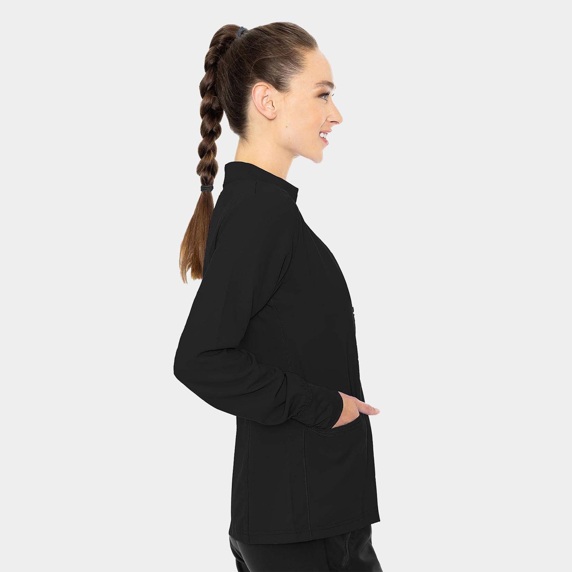 Warm-Up-With-Shoulder-Yokes-MC2660_BLK_Side.jpg MC Insight Zip Front Warm-Up With Shoulder Yokes | MC2660 - Cincy Scrubs