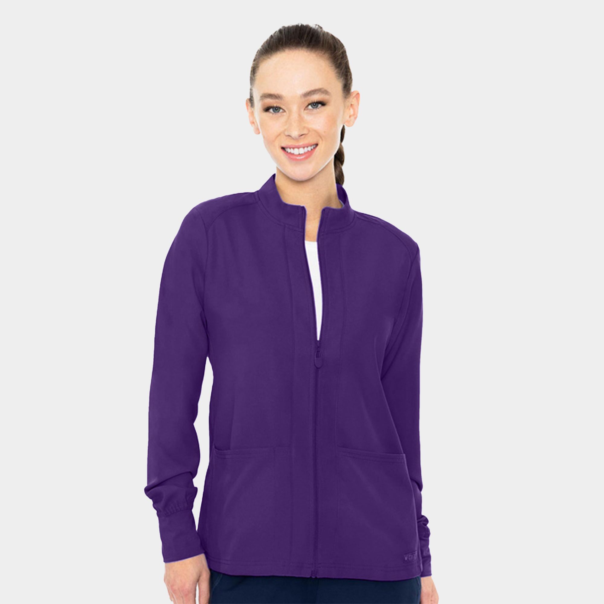 Warm-Up-With-Shoulder-Yokes-MC2660_GRAP_Front.jpg MC Insight Zip Front Warm-Up With Shoulder Yokes | MC2660 - Cincy Scrubs