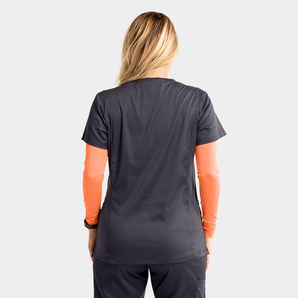 Edge-by-IRG_2803-WomensMockWrapKnitSideTop-Pewter-PEW-02-IRG-Scrubs.jpeg Women's Mock Wrap Knit Side Top | 2803 - Cincy Scrubs