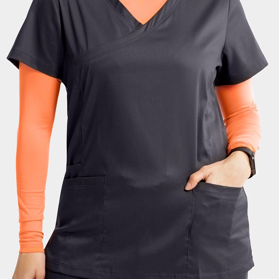 Edge-by-IRG_2803-WomensMockWrapKnitSideTop-Pewter-PEW-04-IRG-Scrubs.jpeg Women's Mock Wrap Knit Side Top | 2803 - Cincy Scrubs