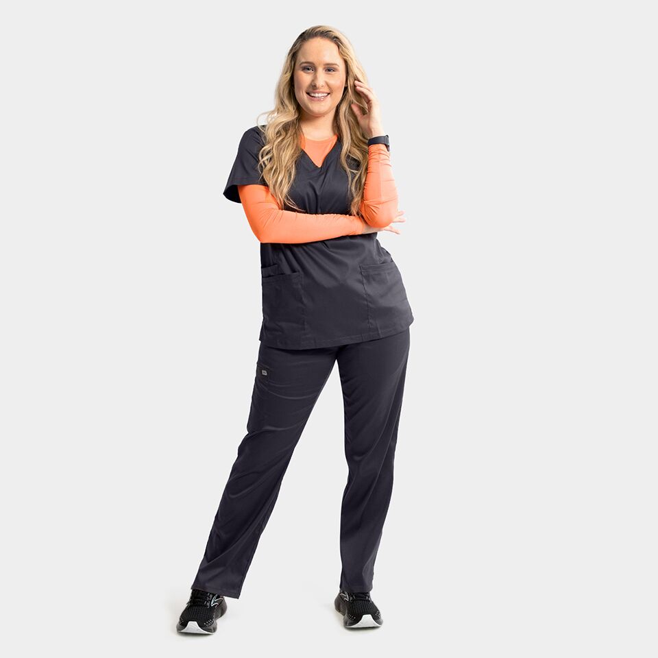 Edge-by-IRG_2803-WomensMockWrapKnitSideTop-Pewter-PEW-06-IRG-Scrubs.jpeg Women's Mock Wrap Knit Side Top | 2803 - Cincy Scrubs