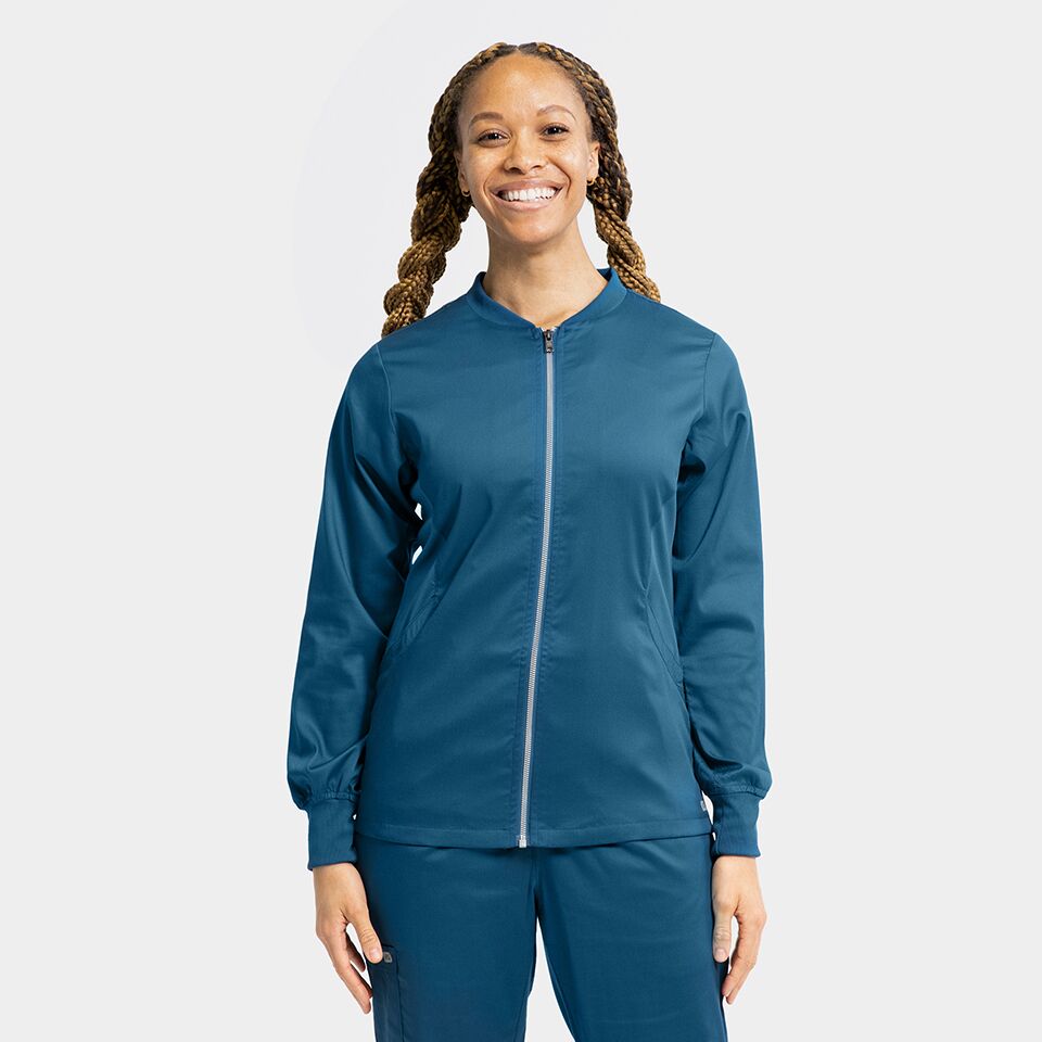 Edge-by-IRG_2811-WomensZipFrontJacket-CaribbeanBlue-CRB-01-IRG-Scrubs.jpeg Women's Zip Front Jacket | 2811 - Cincy Scrubs