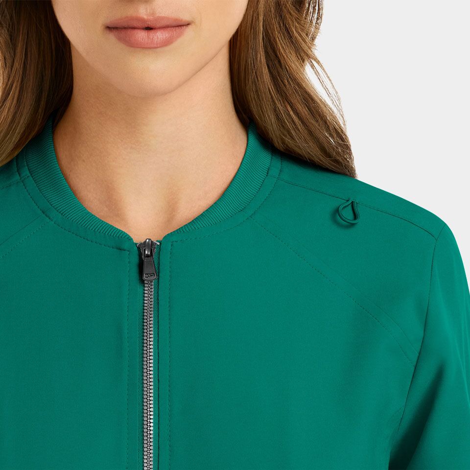 Momentum-by-Maevn_5061-WomensFullZipBomberJacket-Hunter-HTR-03-Maevn-Scrubs.jpg Women's Warm-Up Zip Jacket | 5061 - Cincy Scrubs