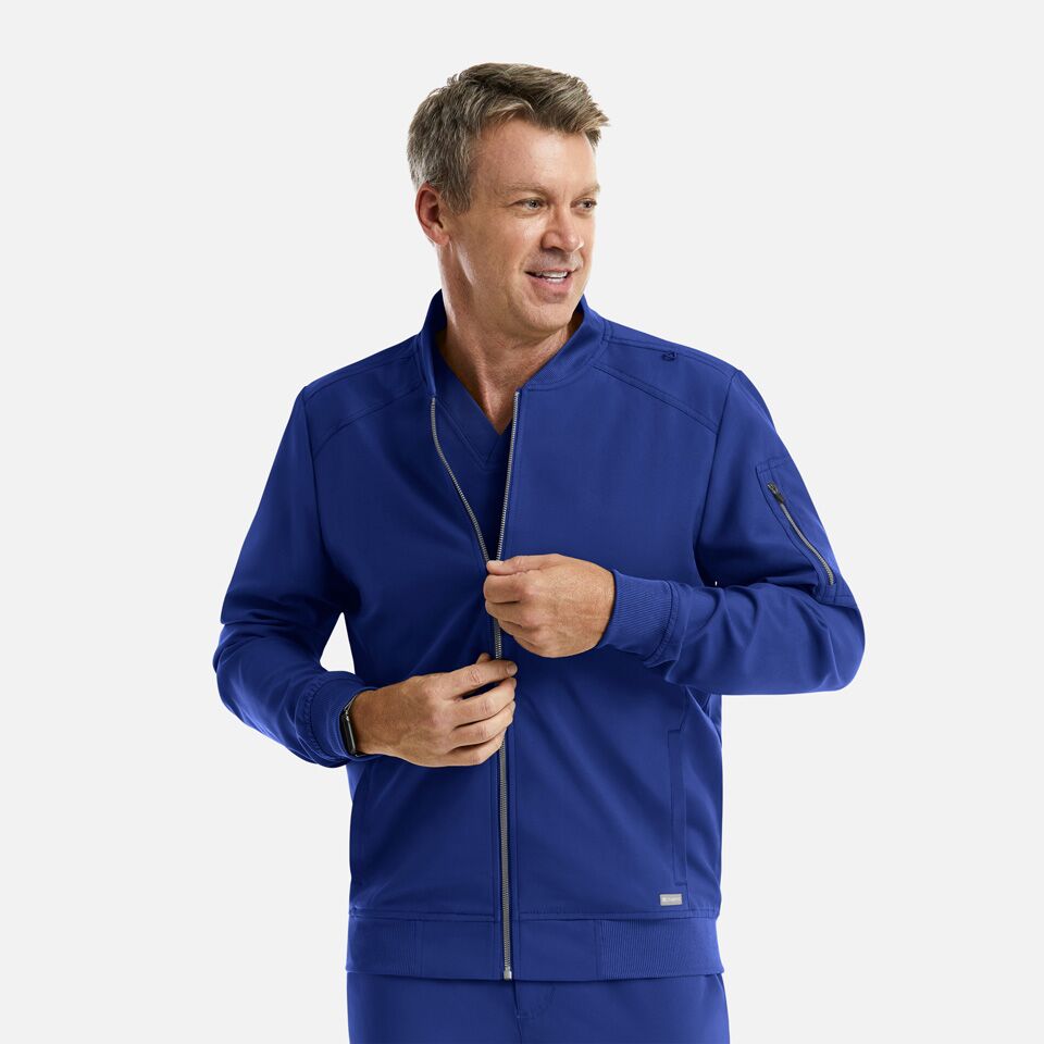 Momentum-by-Maevn_5861-MensFullZipBomberJacket-GalaxyBlue-GBL-01-Maevn-Scrubs.jpg Men's Front Zip Warm-Up Jacket | 5861 - Cincy Scrubs