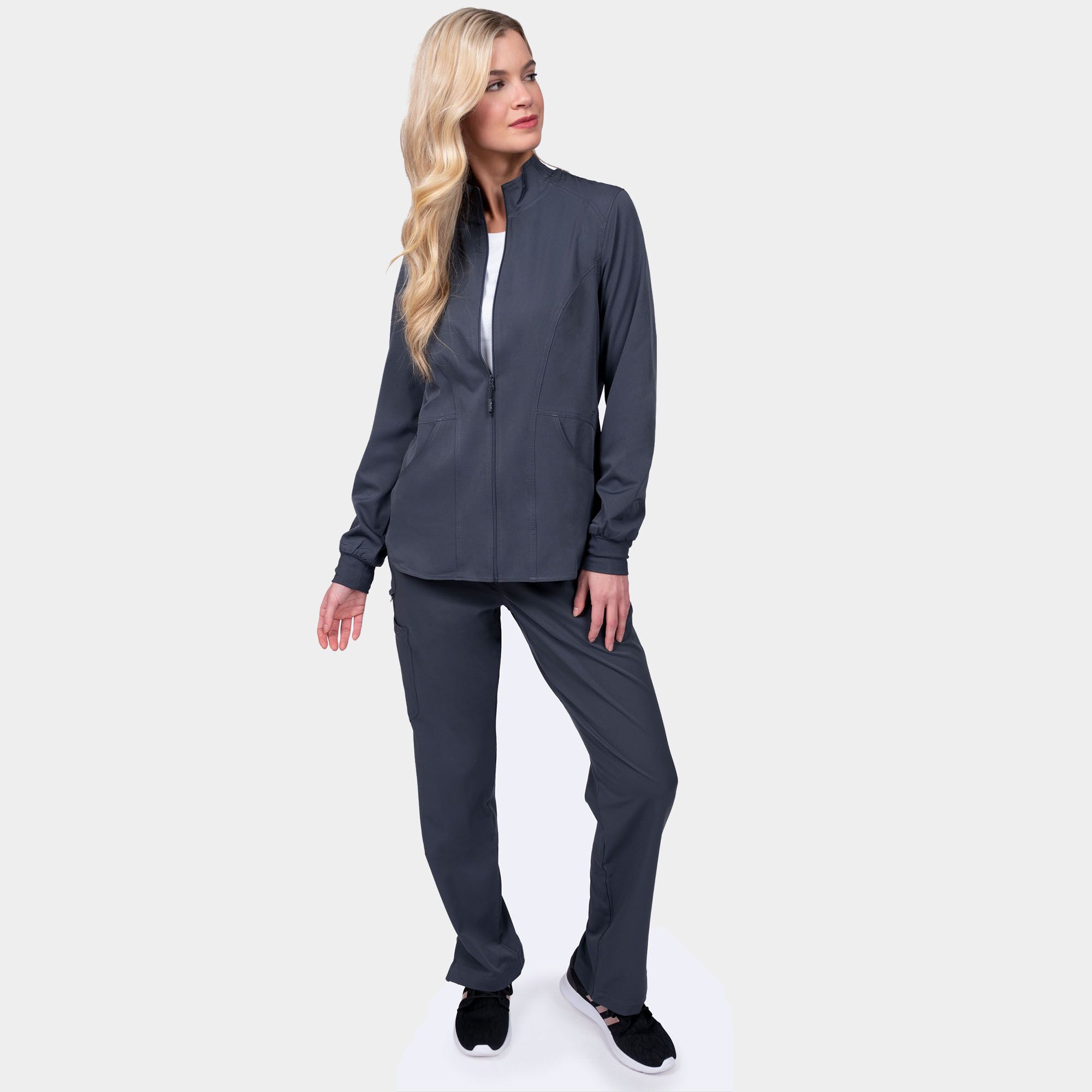 Zavate Niki Women's Warm Up Jacket 2022 Pewter 03 Niki Women's Warm Up Jacket | 2022 - Cincy Scrubs