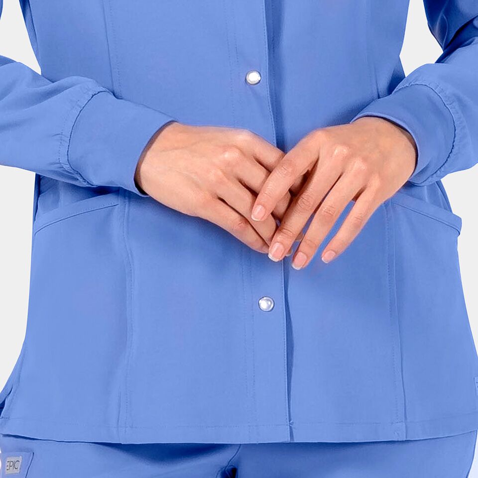 Epic-by-IRG_4811-WomensSnapJacket-CeilBlue-CBL-04-IRG-Scrubs Women's Snap Jacket | 4811 - Cincy Scrubs